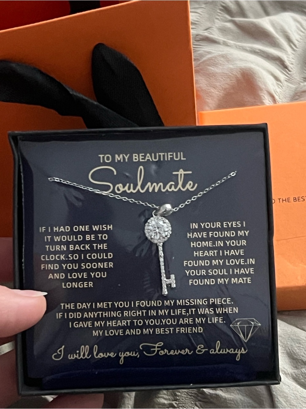 925 Sterling Silver Moissanite Key Pendant Necklace Soulmate Anniversary Gift